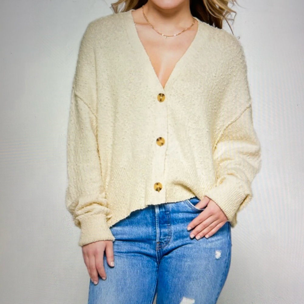 Free People Cream Cardigan Sweater